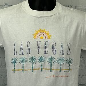 Vintage 90s Las Vegas T Shirt Gambling Casino Travel Tourist USA White S Small